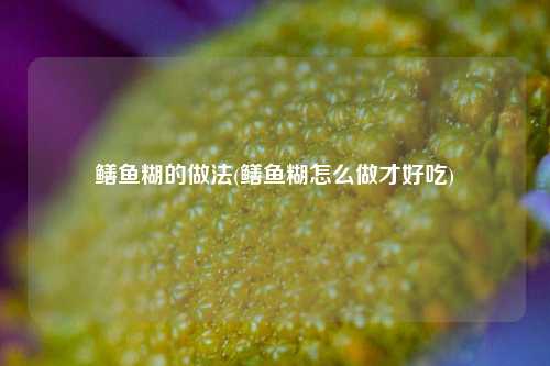 鳝鱼糊的做法(鳝鱼糊怎么做才好吃)